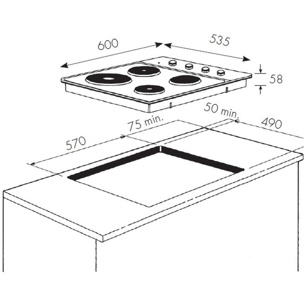 CHEF 60CM Solid cooktop White(T2 Factory Second)